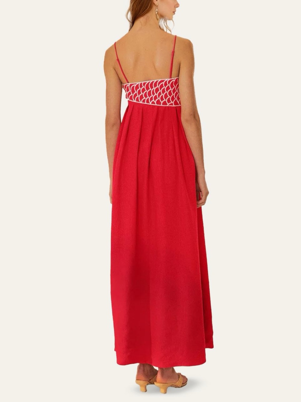 FARM Rio Red Maxi Dress with White Fish Detail - Picture 2 of 11